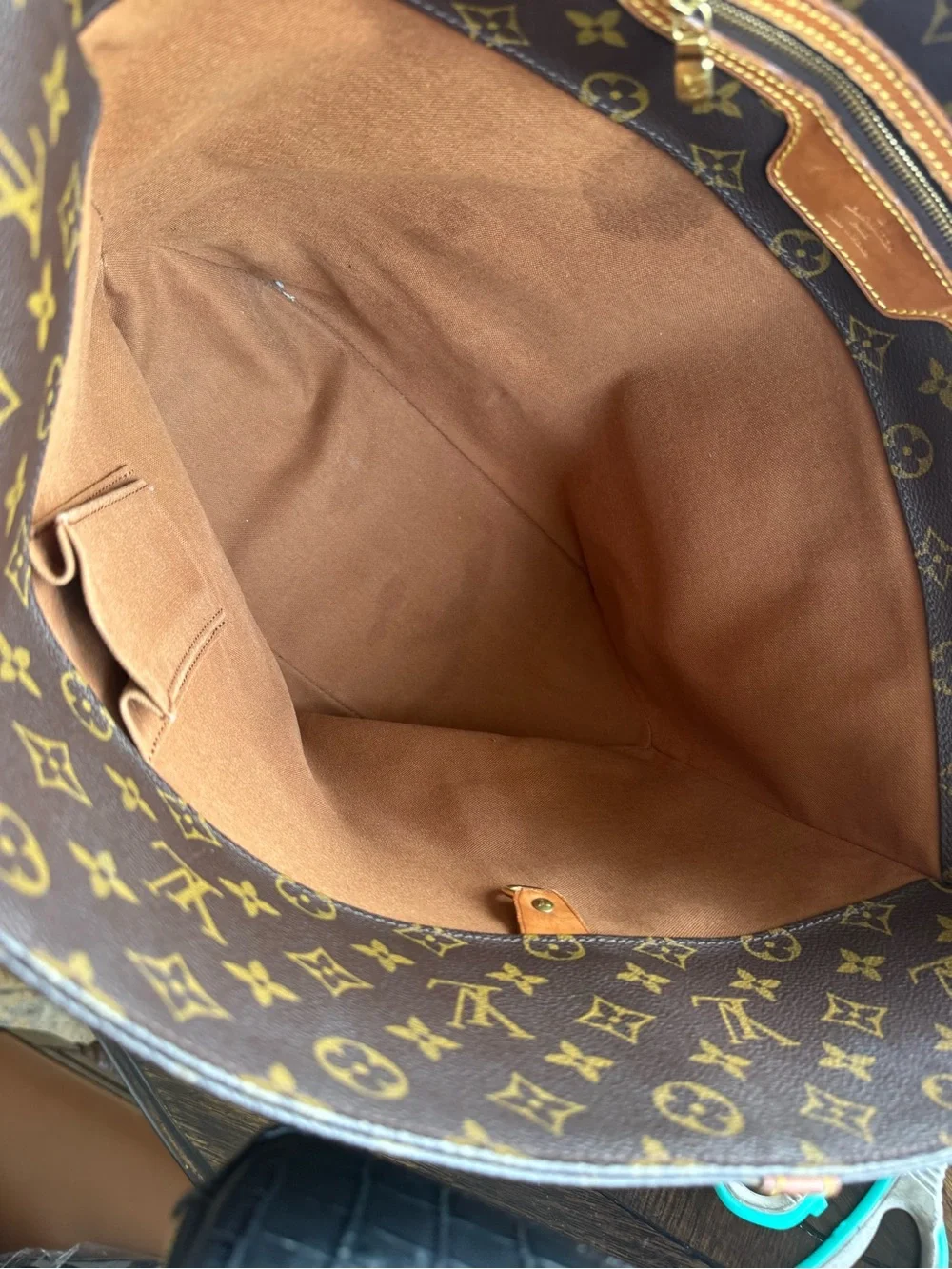 Louis Vuitton Brown Monogram Canvas Tote Bag with vachette straps